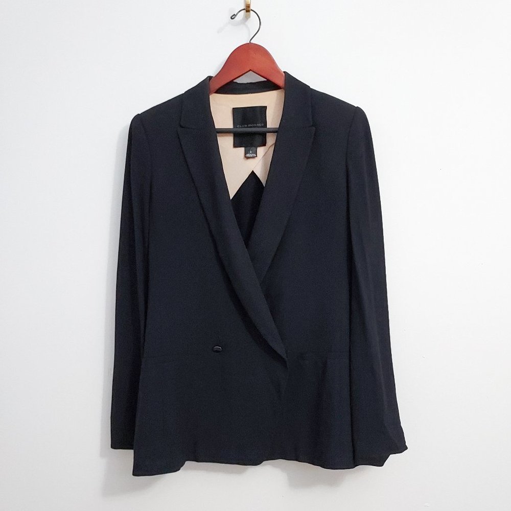 Club Monaco Double Breasted Black Blazer Silk Lined